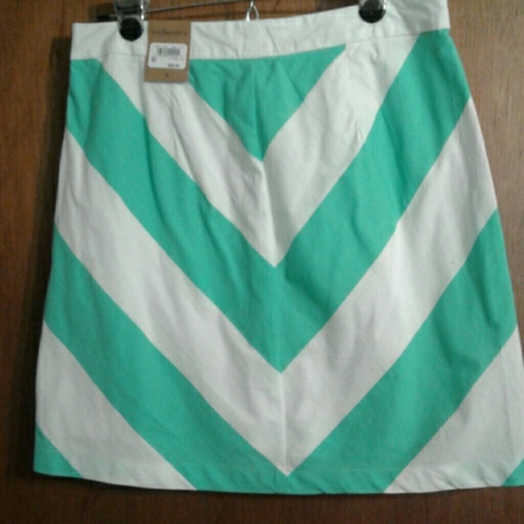New G.H.Bass & Co. Green White Chevron Skirt 4 - Picture 3 of 6